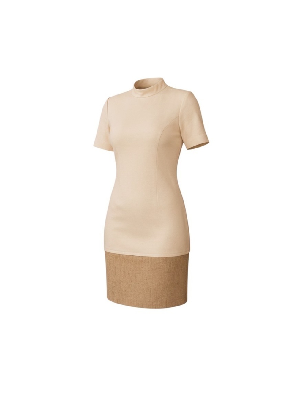 1960s Ivory & Tan Mod Shift Dress